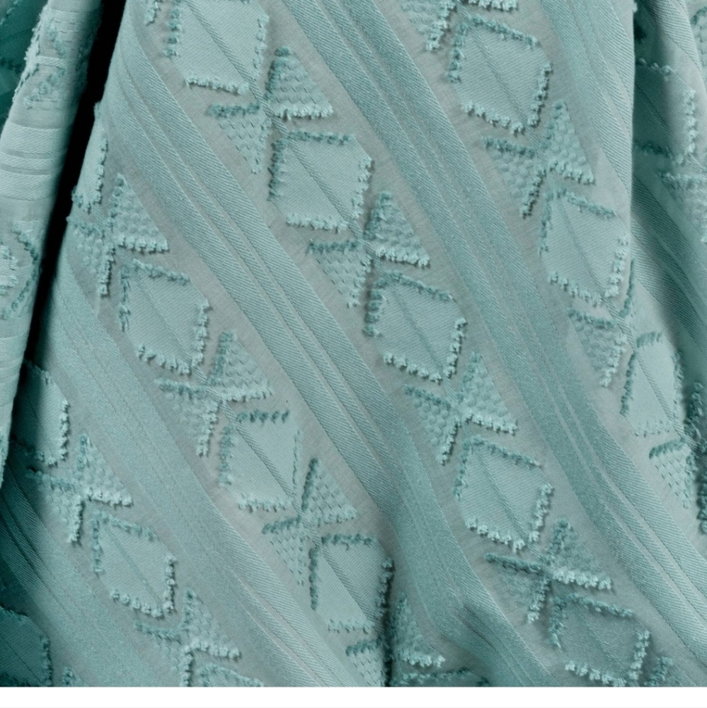 Two Threshold 54"x84" Light Filtering Boho Aqua Diamond Clip Curtain Panel Blue - Picture 4 of 12